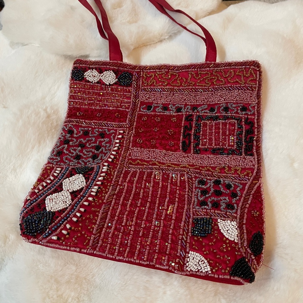 🦋Handcrafted Red Patchwork Tote Bag